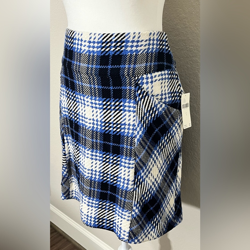 Anthropologie Maeve Blue Plaid Mini Skirt NWT Size 4 - Picture 2 of 15